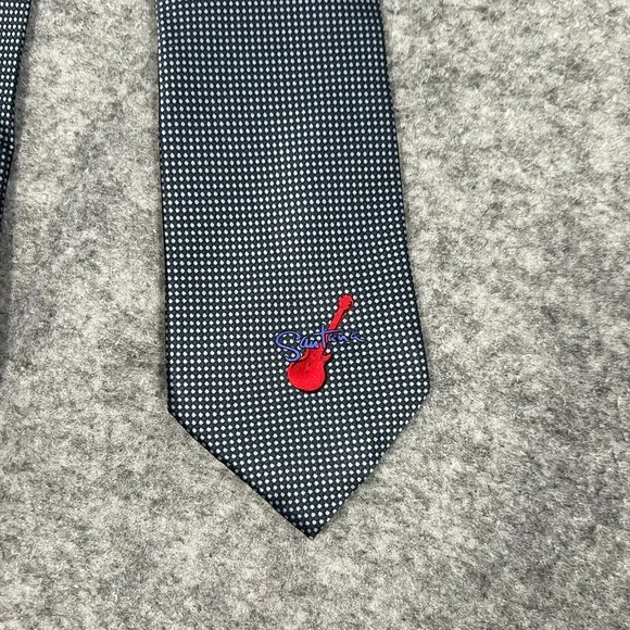 Vintage Carlos Santana Tie Blue With Red Guitar 100% Silk Necktie - Picture 2 of 6